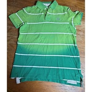 Men's Ruehl No. 925 Polo Shirt Large Green Strip Sun Faded Y2K Distressed‎